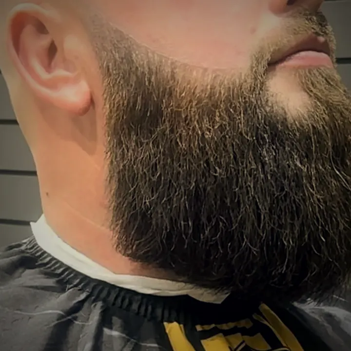 Full beard, shaped and lined
